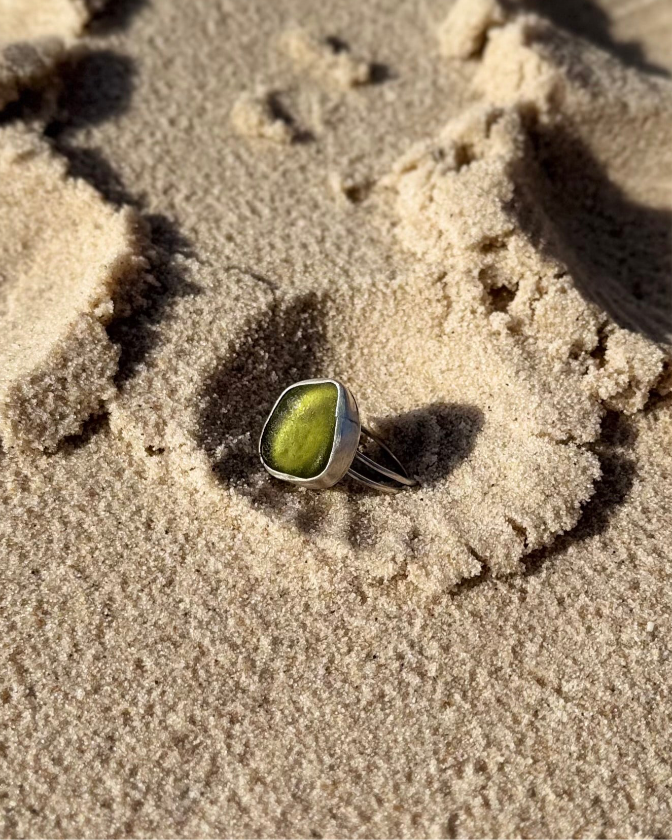 Sea Glass Ring Green