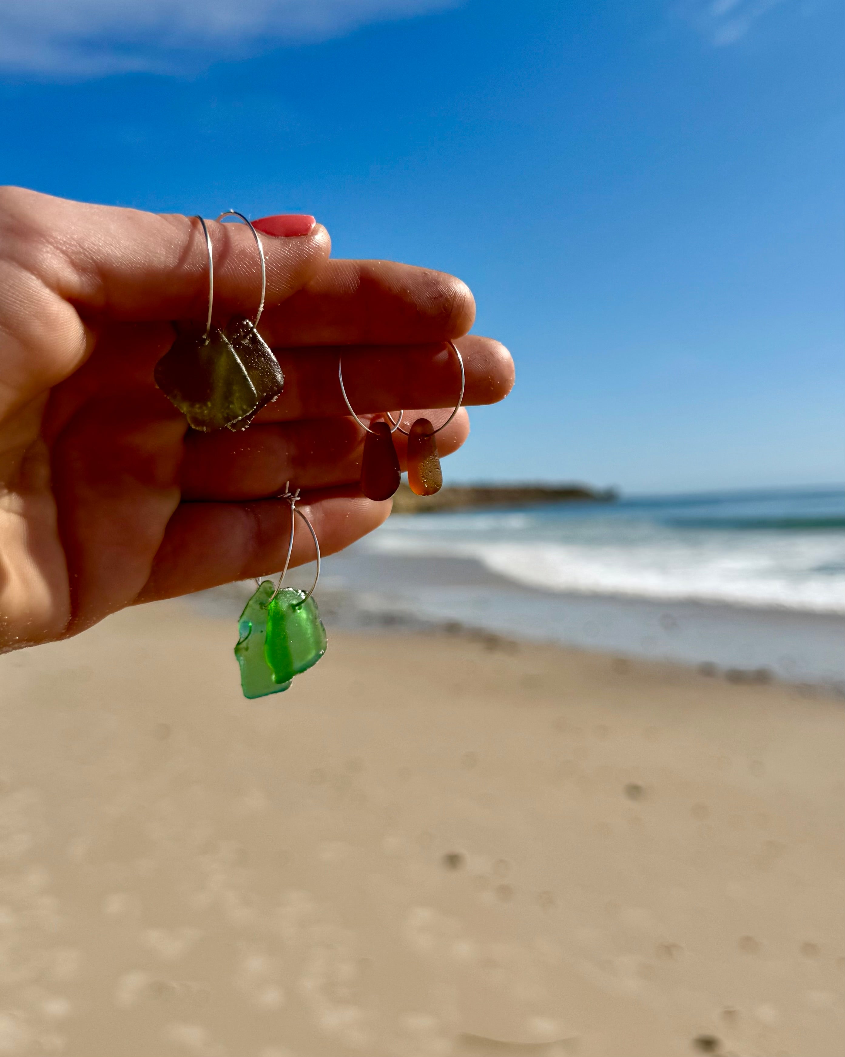 Sea Glass Hoops
