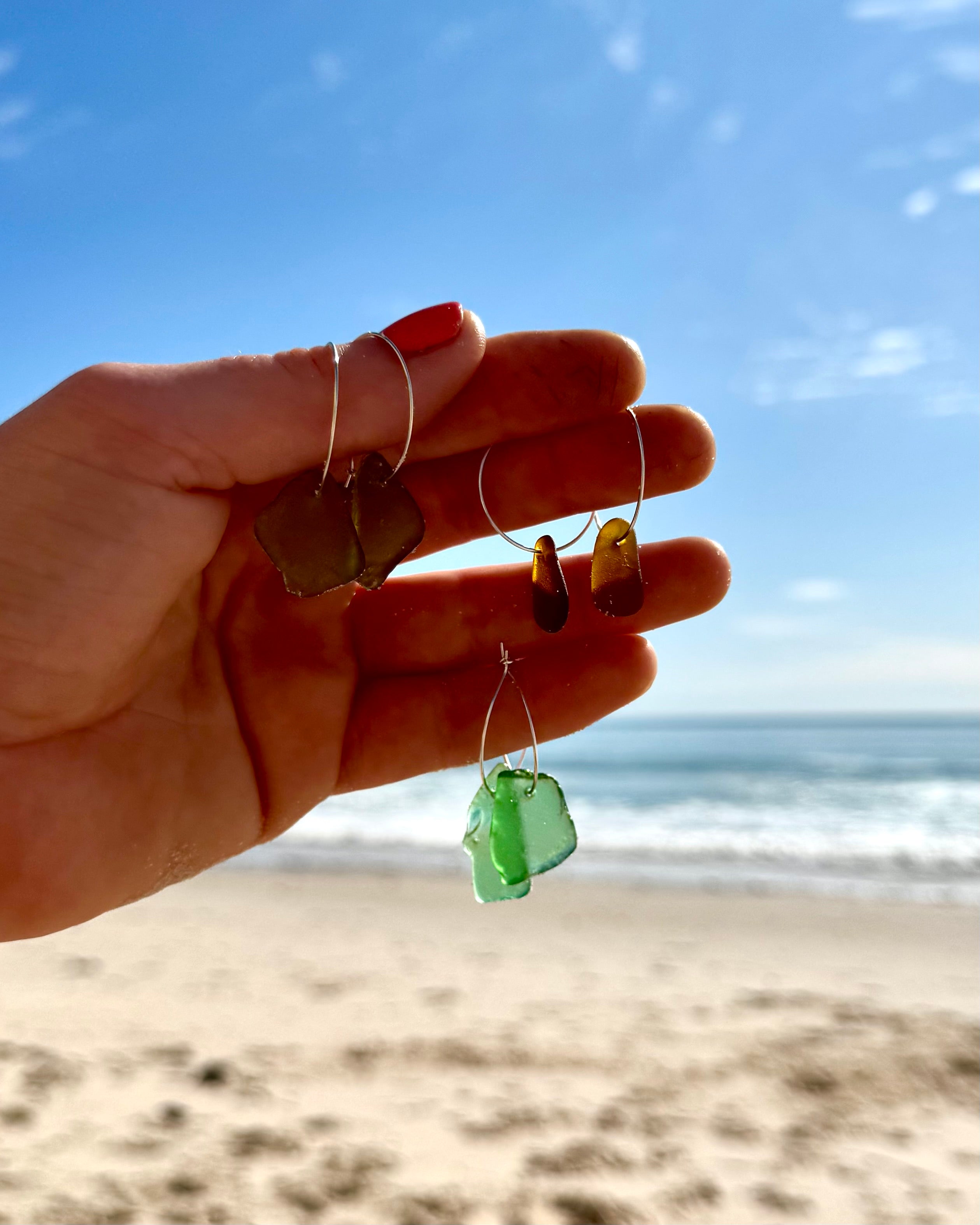 Sea Glass Hoops