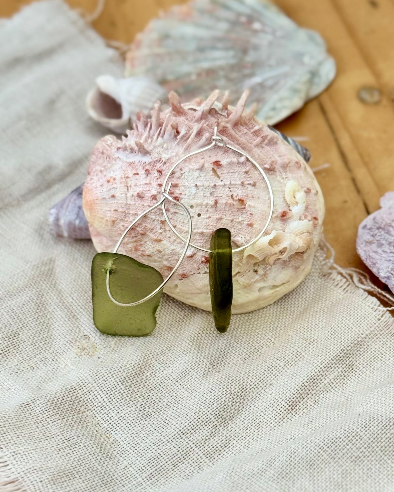 Sea Glass Hoops