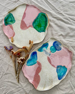 Load image into Gallery viewer, Flowy Platter Green and Pink
