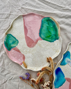 Flowy Platter Green and Pink