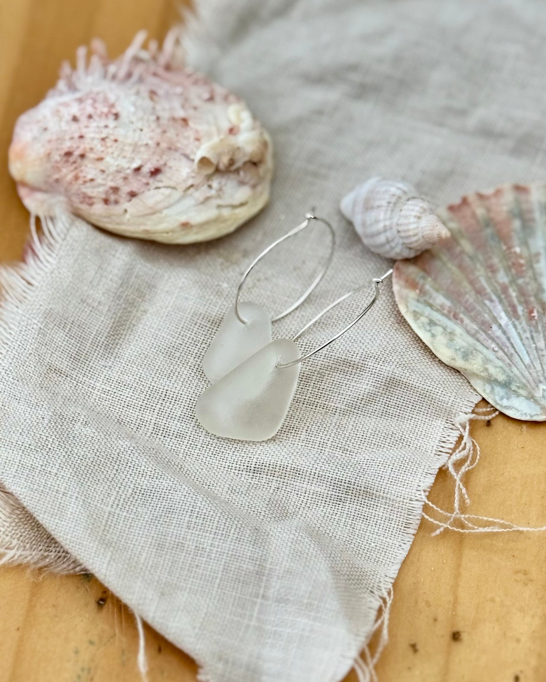 Sea Glass Hoops