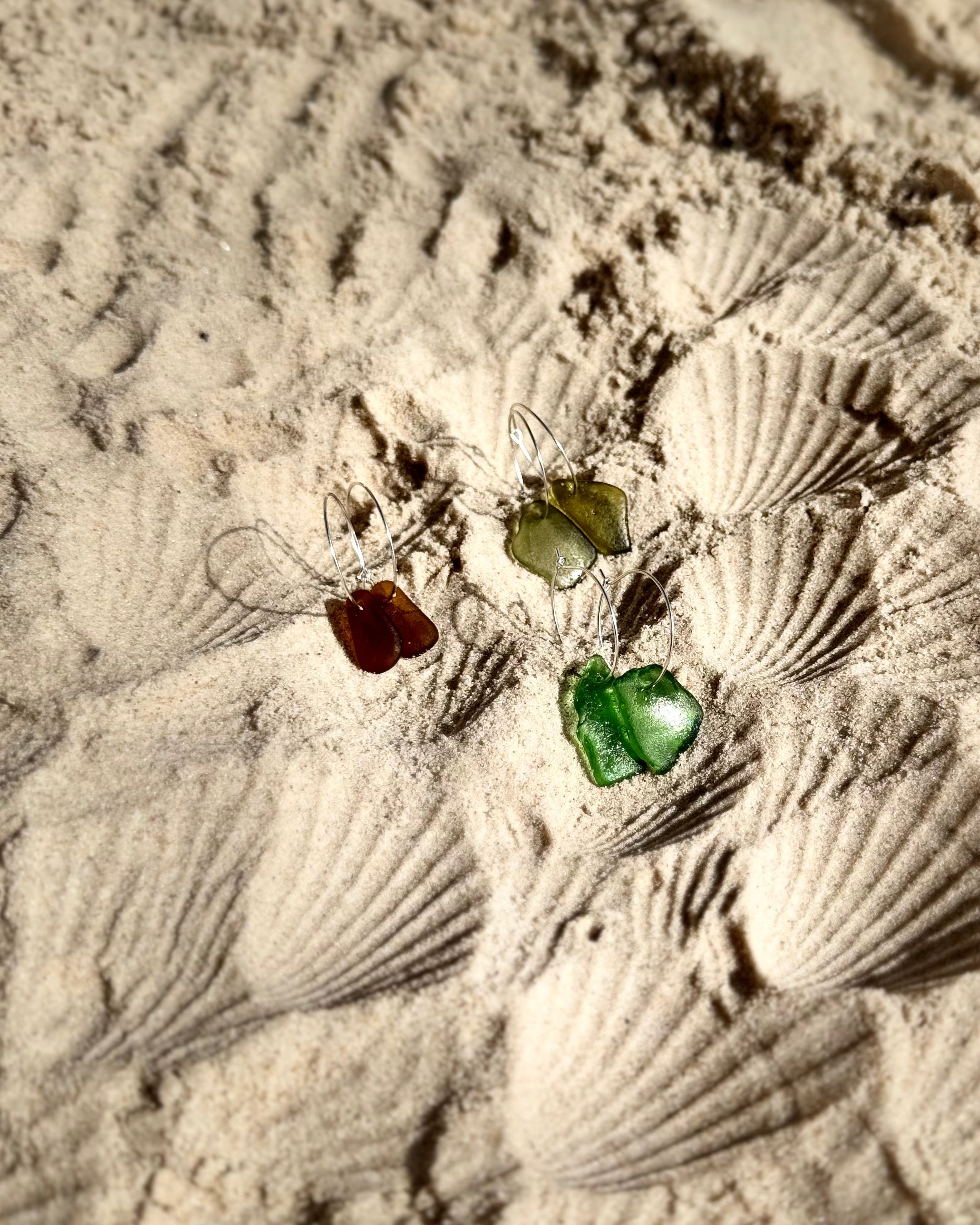 Sea Glass Hoops